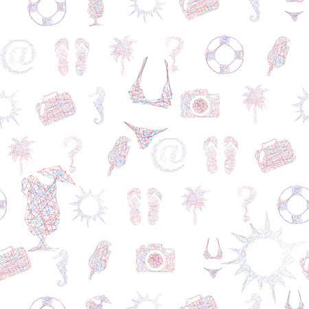 Summer icons vector seamless pattern