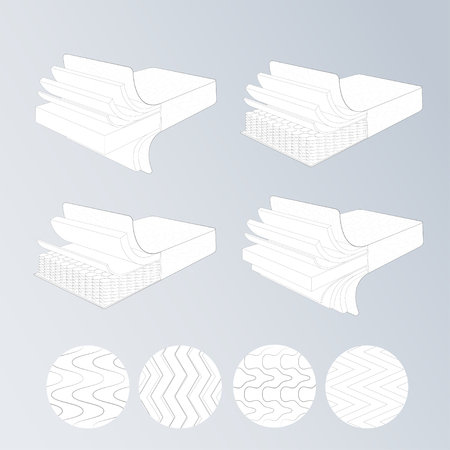 Set of mattress section on layersのイラスト素材