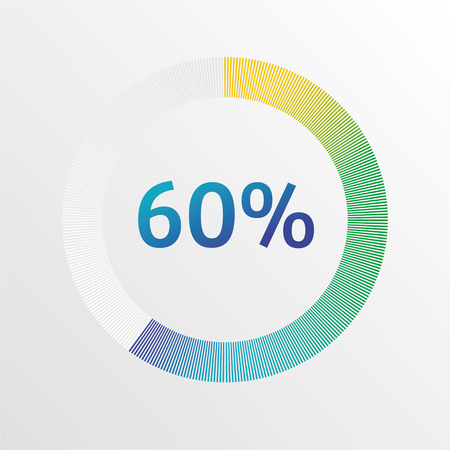 Set pie chart, graphs in 2,3,4,5,6 segments. Segmented circles. Colorful icons.のイラスト素材