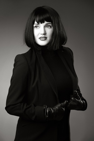 beautiful and young girl in the studioの写真素材