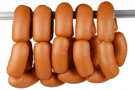 tasty sausage meat on a white backgroundの写真素材