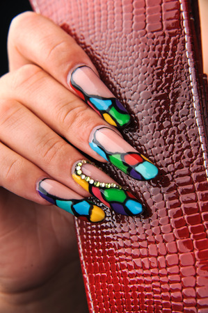 manicures beautiful pattern on nailsの写真素材