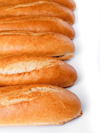 Various of french baguette. Isolated on white background