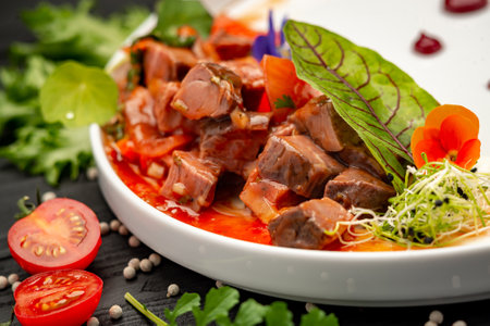 Braised beef with vegetables. Goulashの写真素材