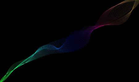 colorful vector smoke line black backgroundのイラスト素材