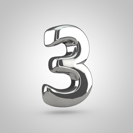 Silver number 3 isolated on white backgroundの写真素材