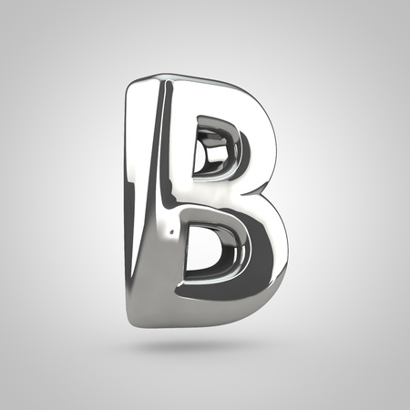 Silver letter B uppercase isolated on white backgroundの写真素材
