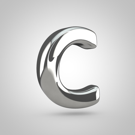 Silver letter C uppercase isolated on white backgroundの写真素材