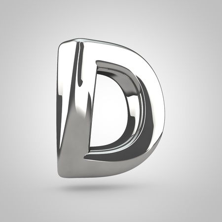 Silver letter D uppercase isolated on white backgroundの写真素材