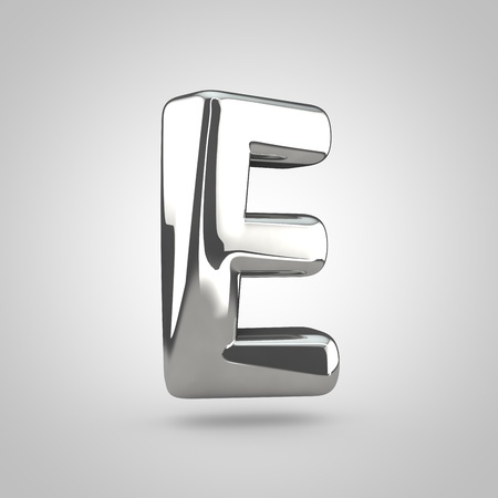 Silver letter E uppercase isolated on white backgroundの写真素材
