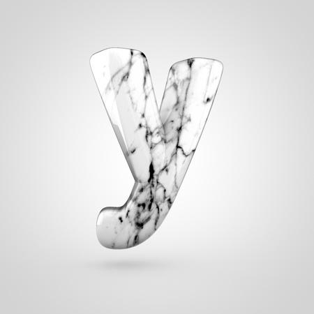 Glossy marble alphabet letter Y lowercase. 3D rendering font with black and white marble texture isolated on white background.の写真素材