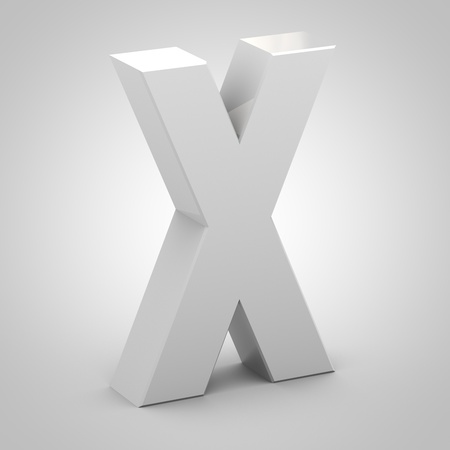 Isometric letter X uppercase. 3D rendering of white font with shadow isolated on white background.の写真素材