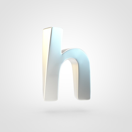 Silver letter H lowercase. 3D rendering of matted silver font isolated on white background.の写真素材
