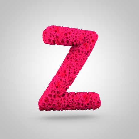 Sponge letter Z uppercase. 3D rendering of pink sponge font isolated on white background.の写真素材