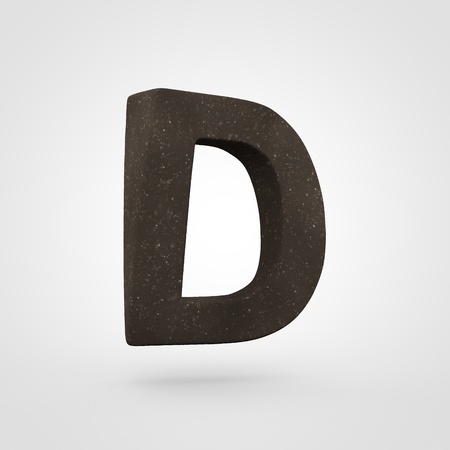 Soil letter D uppercase. 3D render brown soil font isolated on white background.の写真素材