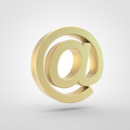 At icon. 3d render of golden at symbol isolated on white background.の写真素材