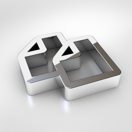 Copy icon. 3d render of chrome copy symbol isolated on white background.の写真素材