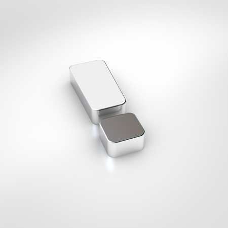 Exclamation icon. 3d render of chrome exclamation symbol isolated on white background.