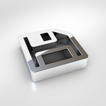 Save icon. 3d render of chrome save symbol isolated on white background.の写真素材