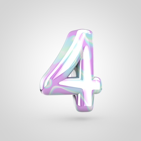 Unicorn skin number 4. 3D render glossy font isolated on white background.の写真素材