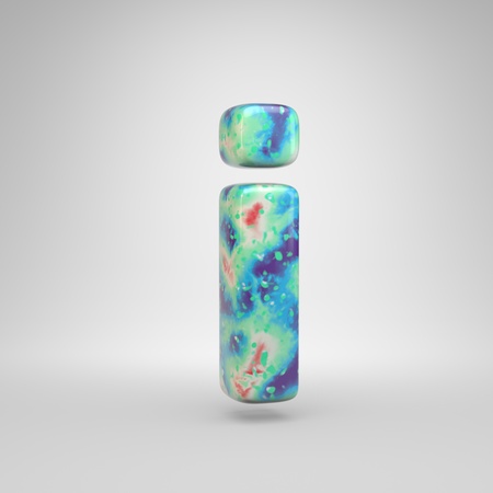 Bluish acrylic pouring letter I lowercase. 3d render cold color font isolated on white backgroundの写真素材