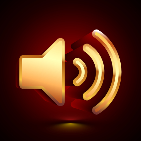 3D stylized Volume Max icon. Glossy golden vector icon. Isolated volumetric symbol illustration on dark background with shadow.のイラスト素材