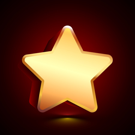 3D stylized Star icon. Glossy golden vector icon. Isolated volumetric symbol illustration on dark background with shadow.のイラスト素材