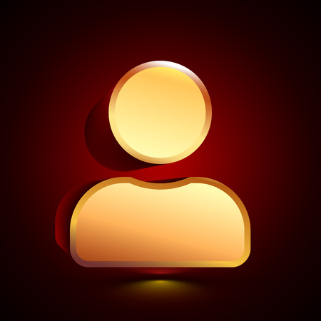 3D stylized User Profile icon. Glossy golden vector icon. Isolated volumetric symbol illustration on dark background with shadow.のイラスト素材