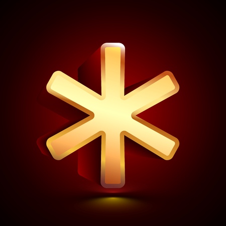3D stylized Footnote icon. Glossy golden vector icon. Isolated volumetric symbol illustration on dark background with shadow.のイラスト素材