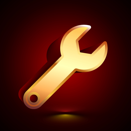 3D stylized Repair icon. Glossy golden vector icon. Isolated volumetric symbol illustration on dark background with shadow.のイラスト素材