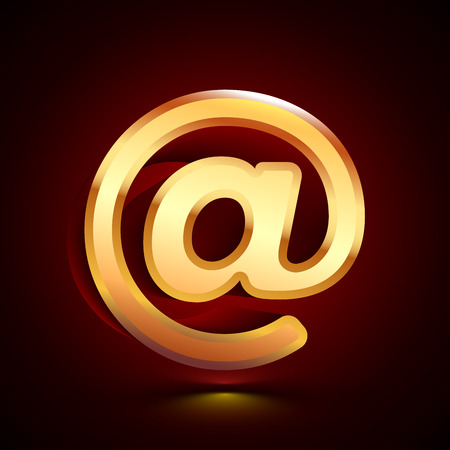 3D stylized At icon. Glossy golden vector icon. Isolated volumetric symbol illustration on dark background with shadow.のイラスト素材