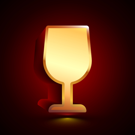 3D stylized Fragile icon. Glossy golden vector icon. Isolated volumetric symbol illustration on dark background with shadow.のイラスト素材