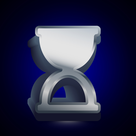 3D stylized Sand Clock icon. Glossy silver vector icon. Isolated volumetric symbol illustration on dark background with shadow.のイラスト素材