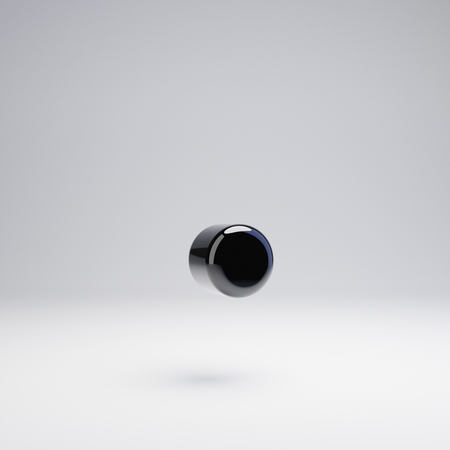 Volumetric glossy black point symbol isolated on white background. 3D rendered alphabet. Modern font...