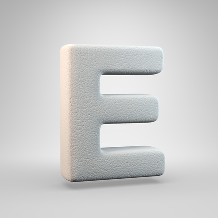 Volumetric construction foam uppercase letter E isolated on white background. 3D rendered alphabet. Modern font for banner, poster, cover, logo design template element.の写真素材