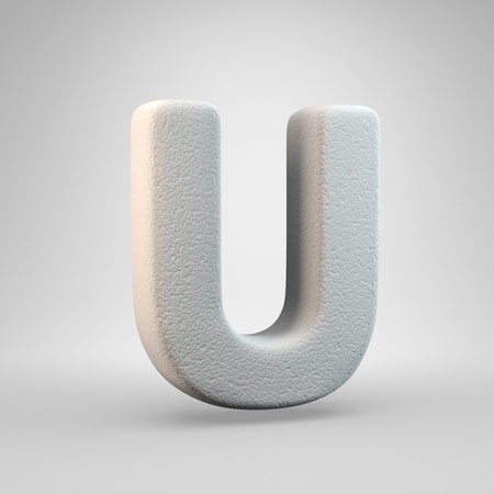 Volumetric construction foam uppercase letter U isolated on white background. 3D rendered alphabet. Modern font for banner, poster, cover, logo design template element.の写真素材