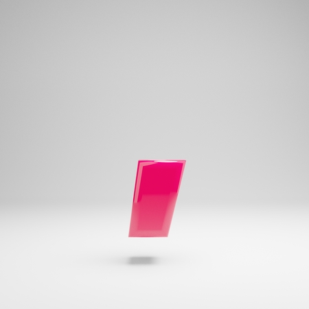 Glossy pink coma symbol isolated on white background. 3D rendered alphabet. Modern font for banner, poster, cover, logo design template element.の写真素材