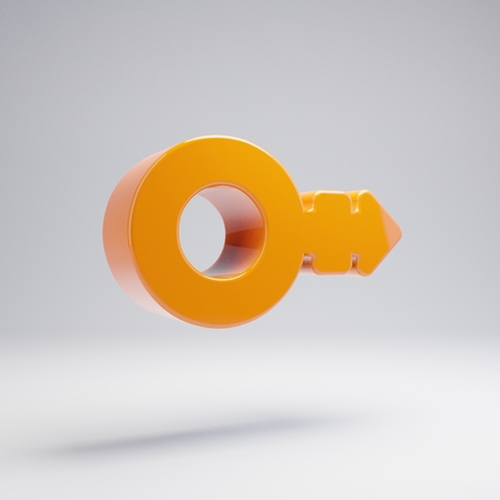 Volumetric glossy hot orange Mars Stroke icon isolated on white background. 3D rendered digital symbol. Modern icon for website, internet marketing, presentation, logo design template element.の写真素材