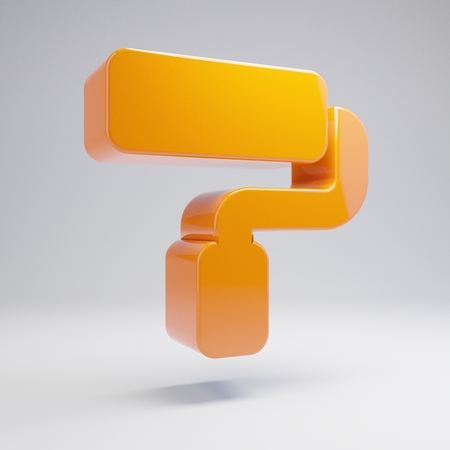 Volumetric glossy hot orange Paint Roller icon isolated on white background. 3D rendered digital symbol. Modern icon for website, internet marketing, presentation, logo design template element.の写真素材
