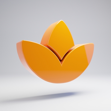 Volumetric glossy hot orange Spa icon isolated on white background. 3D rendered digital symbol. Modern icon for website, internet marketing, presentation, logo design template element.の写真素材