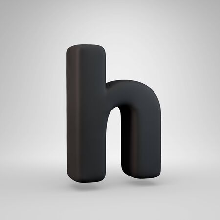 Black rubber lowercase letter H isolated on white background. 3D rendered alphabet. Great for banner, poster, cover, logo design template element.の写真素材
