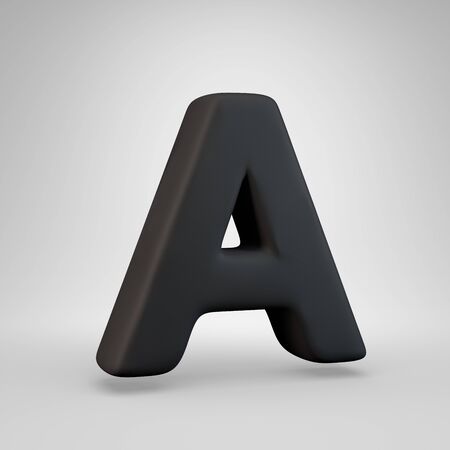 Black rubber uppercase letter A isolated on white background. 3D rendered alphabet. Great for banner, poster, cover, logo design template element.の写真素材