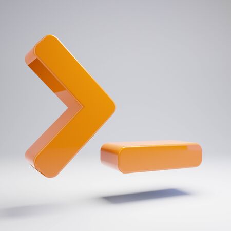 Volumetric glossy hot orange terminal icon isolated on white background. 3D rendered digital symbol. Modern icon for website, internet marketing, presentation, logo design template element.の写真素材