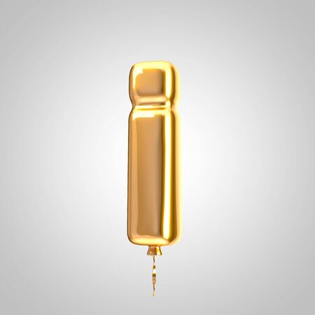Shiny metallic orange balloon letter I lowercase isolated on white. 3D rendered alphabet type balloons for holiday, birthday, celebration, new year. Glossy font for banner, poster decoration.の写真素材