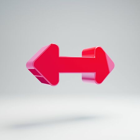 Volumetric glossy hot pink Transform Width icon isolated on white background. 3D rendered digital symbol.の写真素材