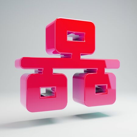 Volumetric glossy hot pink Network icon isolated on white background. 3D rendered digital symbol. Modern icon for website, internet marketing, presentation, logo design template element.の写真素材