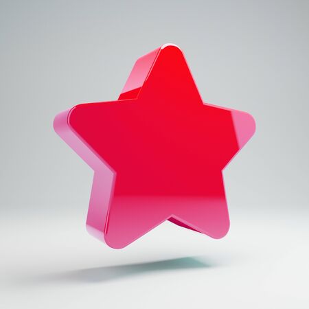 Volumetric glossy hot pink Star icon isolated on white background. 3D rendered digital symbol. Modern icon for website, internet marketing, presentation, logo design template element.の写真素材