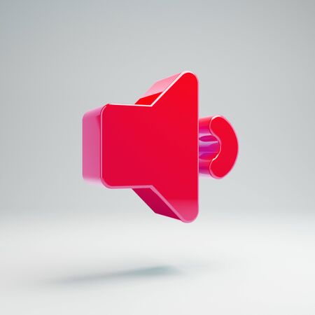 Volumetric glossy hot pink volume down icon isolated on white background. 3D rendered digital symbol. Modern icon for website, internet marketing, presentation, logo design template element.の写真素材