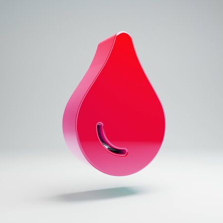 Volumetric glossy hot pink drip icon isolated on white background. 3D rendered digital symbol. Modern icon for website, internet marketing, presentation, logo design template element.の写真素材