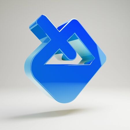 Volumetric glossy blue Fill icon isolated on white background. 3D rendered digital symbol. Modern icon for website, internet marketing, presentation, logo design template element.の写真素材